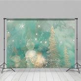 Lofaris Abstract Christmas Tree Photography Backdrop Gold and Teal with Bokeh Lights Modern Fine Art Holiday Decor